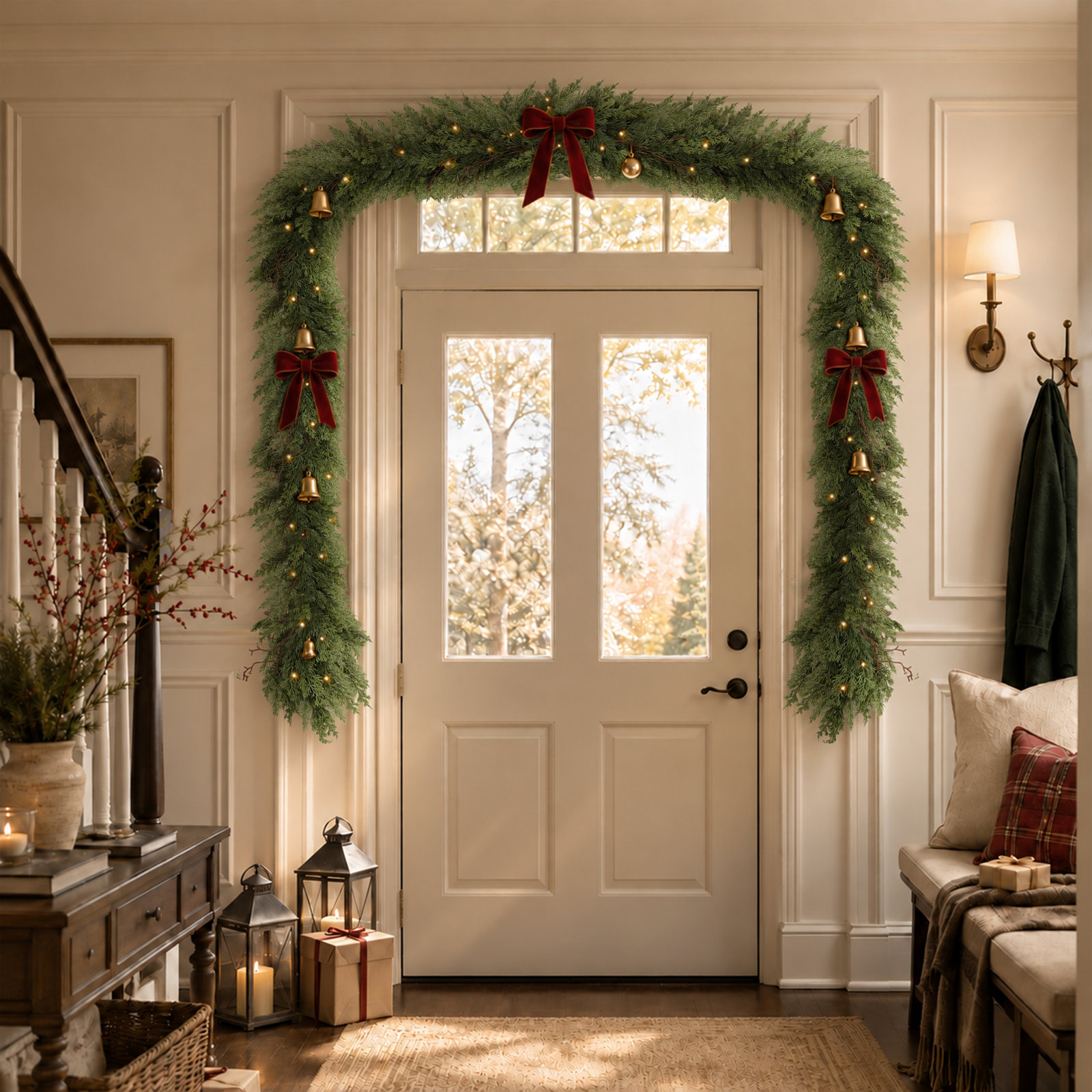 15"Christmas Norfolk Pine Garland Greenery, 141.7" H x 12.9" W x 12.9" D, 2