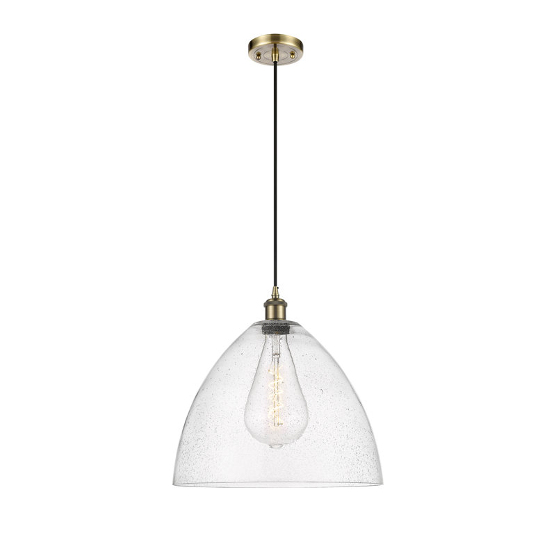 Luminaire suspendu en forme de dôme à 1 lumière Haide, Laiton antique, DEL, H 18,75 po x l 16 po x P 16 po