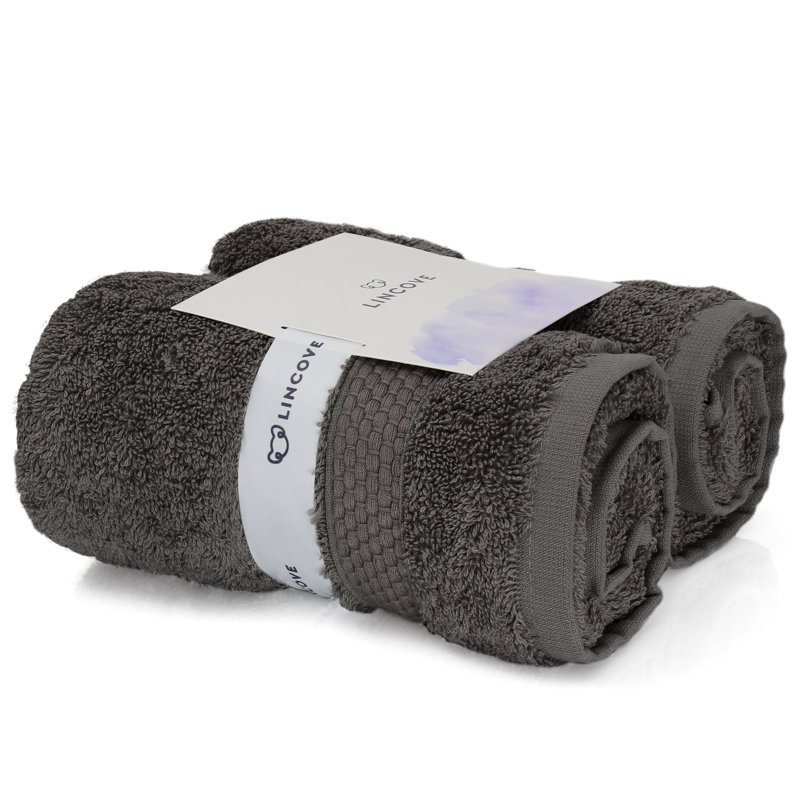 Essuie-mains luxueux 100% coton de qualité supérieure Lincoln - très absorbant et écologique, Ardoise