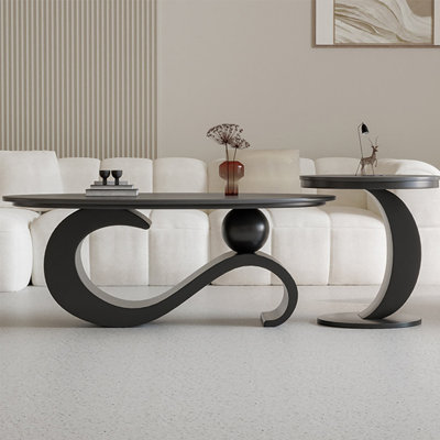 Table basse ovale moderne et minimaliste