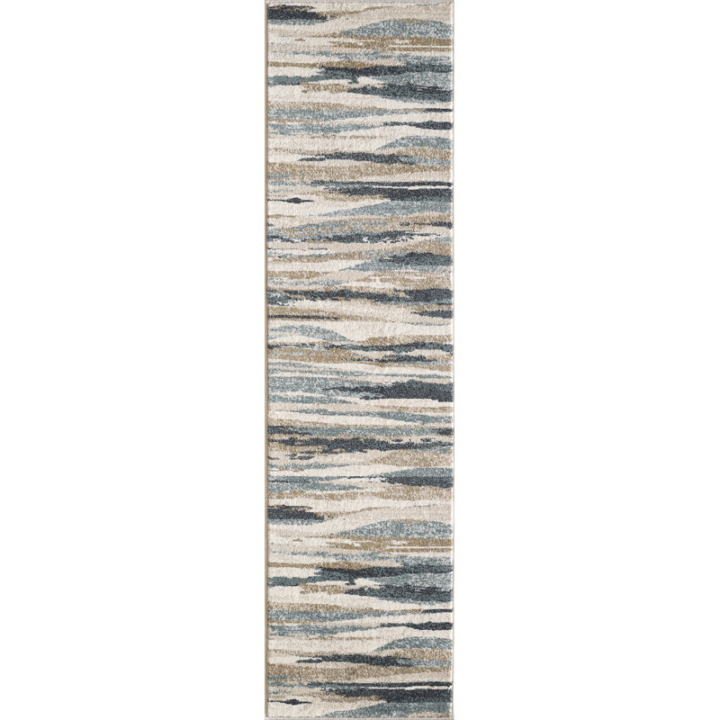 Tapis bleu / brun / gris Kohsuke, Tapis de couloir 2 pi x 7 pi 7 po