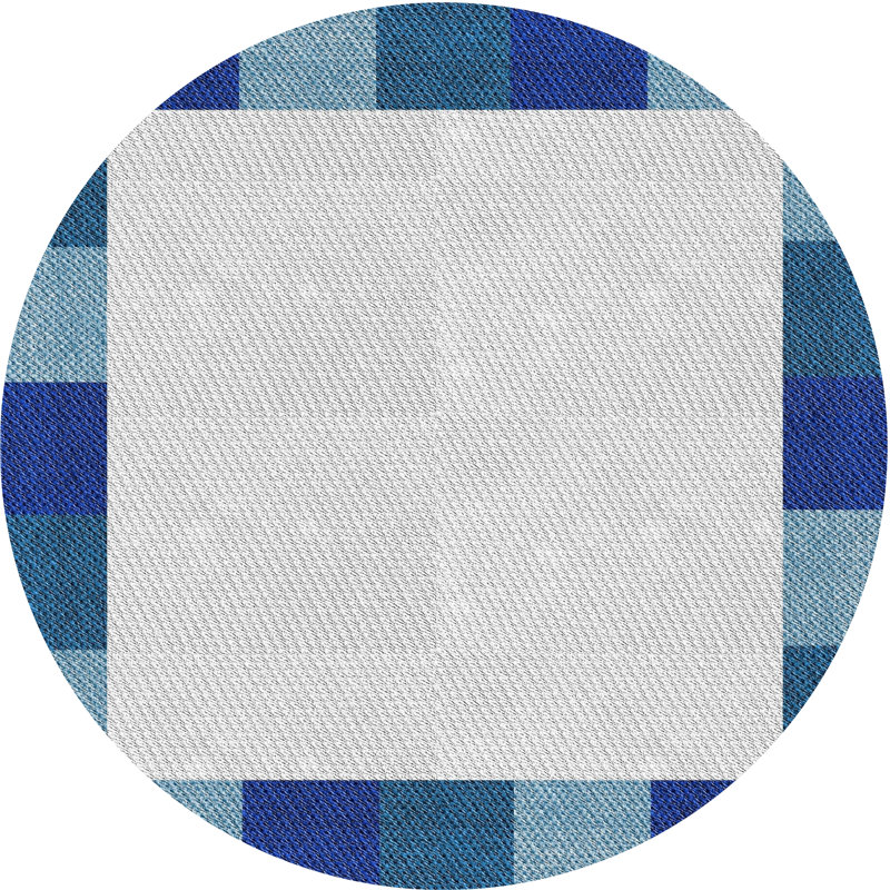 Tapis bleu marine à motif géométrique Antrina, Rond 8 pi