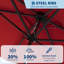 Parasol de patio rectangulaire 10 x 6,5 pi avec manivelle et bouton poussoir inclinable, tissu de protection UV résistant à la décoloration, auvent ventilé et nervures en acier renforcé-1728381128