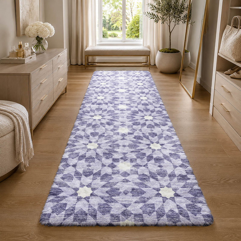 Tapis à poils longs Dream Shag ADS734 lavable à la machine de qualité supérieure, Lilac