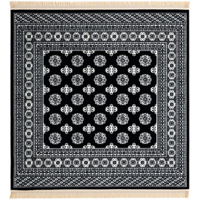 Traditional Hinshaw Area Rug Black and White Color