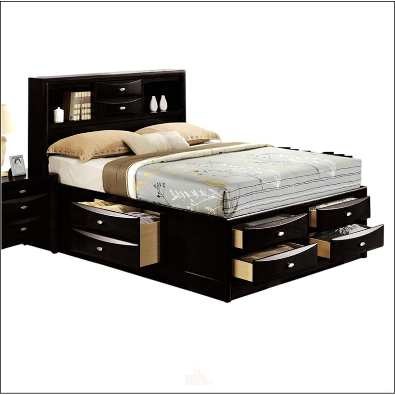 Contemporary Bed, Black, Full