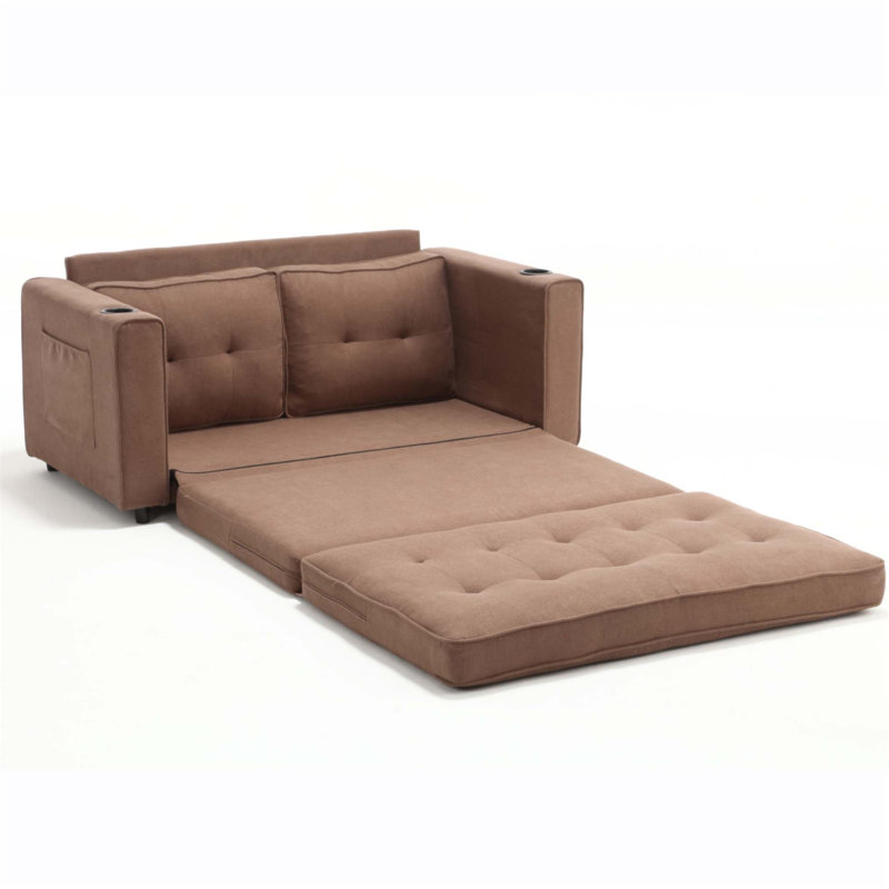 Canapé-lit futon convertible 3-en-1 avec causeuse pliable et canapé-lit escamotable, idéal pour économiser de l'espace et une vie multifonctionnelle.