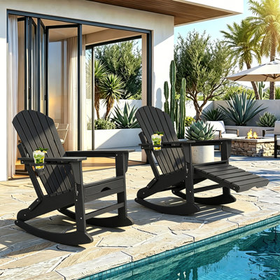 Chaise Adirondack pliante et berçante en plastique avec repose-pieds