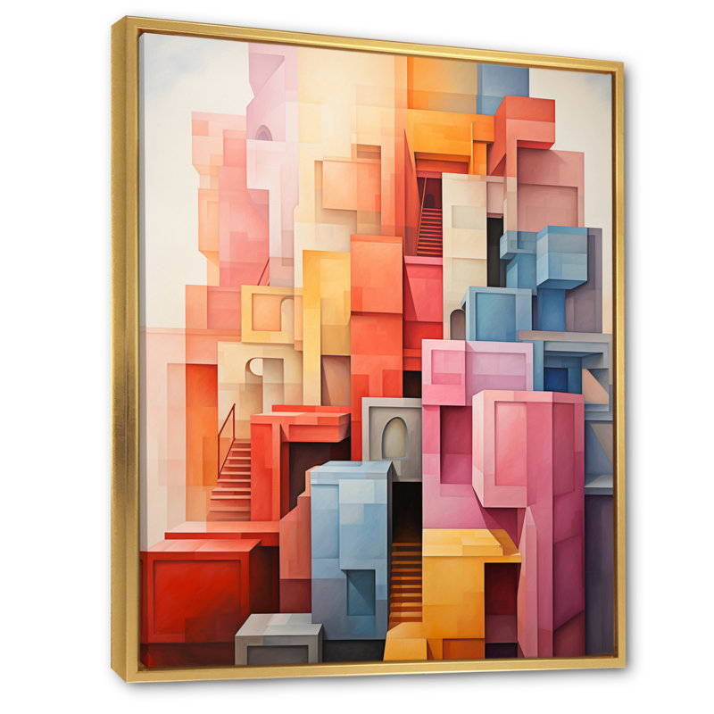 Fitchette Constructivism Construit Horizons VIII - reproduction sur toile, H 32 po x l 24 po x P 1 po, Cadre flottant doré