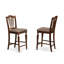 L'ensemble de salle à manger 3 pièces à hauteur de comptoir comprend une table de salle à manger ronde avec piédestal et 2 chaises rembourrées en tissu de lin, 36 x 36 pouces, acajou-1309328923-1269312308-1265791597