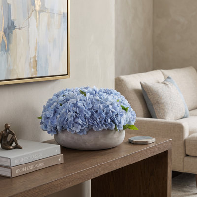 Real Touch Hydrangeas in Stone Planter