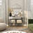 Skyler Glass Mirrored Geometric Silver Console Table with Circular Panel Inlay