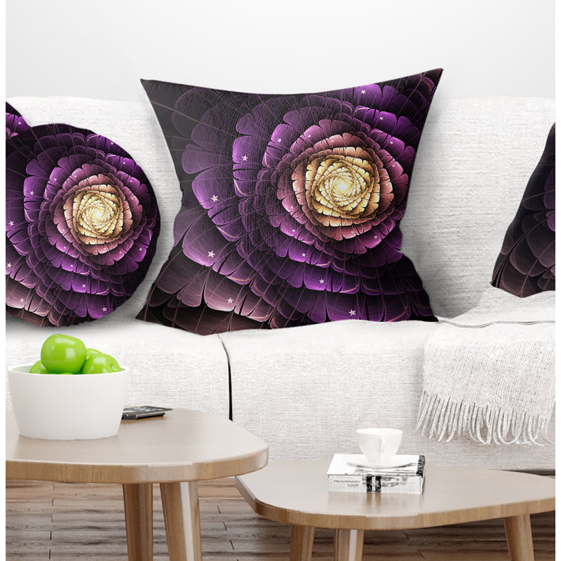 Oreiller d’art numérique à fleur fractale, 16 po x 1 po, Coussin décoratif