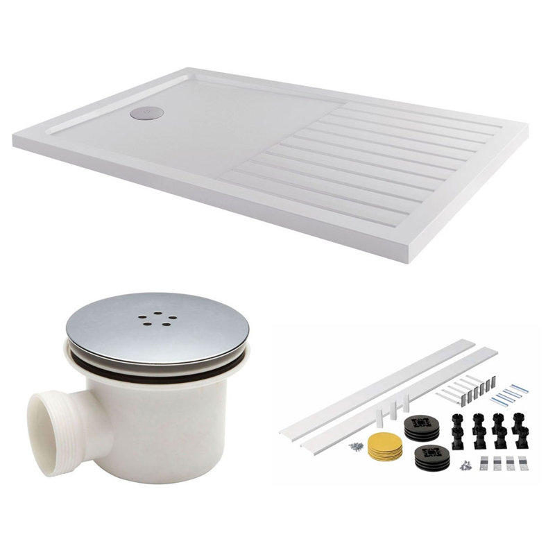  Stone Resin Shower Tray – White, 13.5cm H x 90cm W x 140cm D