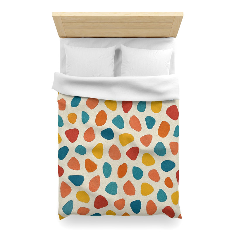 Microfiber Duvet Cover Boho Style, Design 43, Twin XL Duvet Cover, White