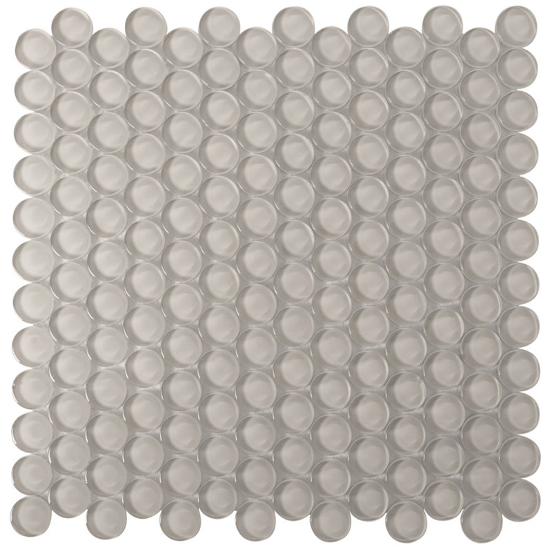 Penny 1 " X 1 " Straight Edge Glass Mosaic Sheet Wall & Floor Tile, Light Gray