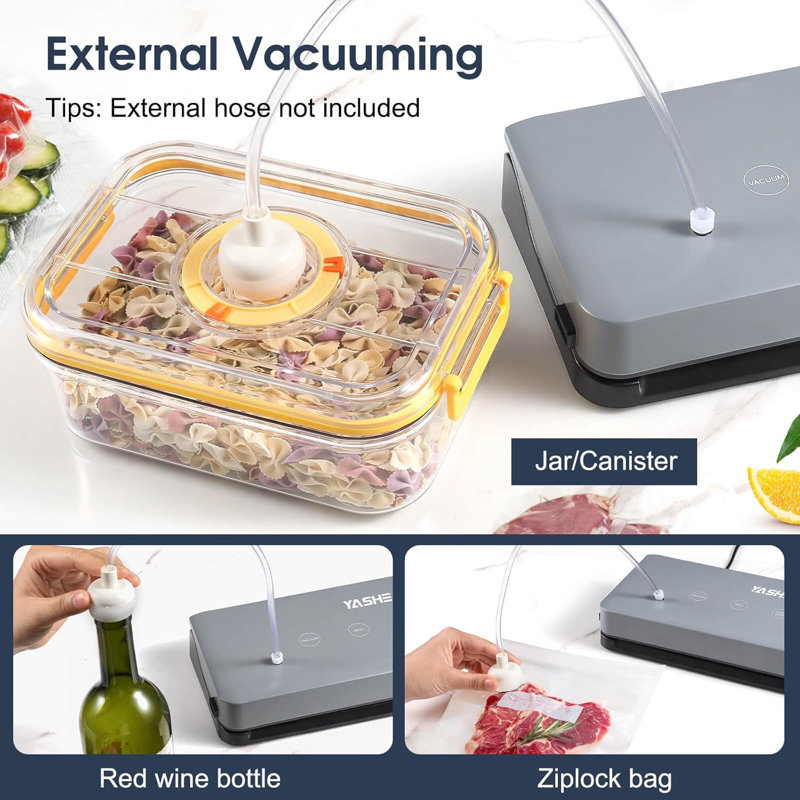 YASHE Vacuum Sealer Machine with Dry & Moist Modes, 5-in-1 Multi-Functional Food Vacuum Sealer Machine for Sous Vide Cooking, 30cm Seam for Preserving Meat, Fish, Fruits, and Vegetables