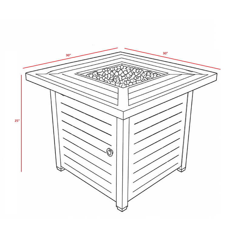 Tariffville Square Steel Propane Smokeless Fire Pit Table with Hidden Fuel Tank, Black