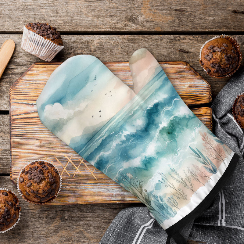 Deep Blue Waves Oven Mitt Cotton Twill