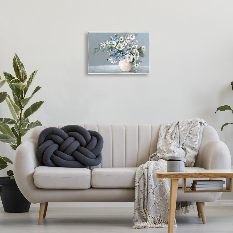 Élégante plaque murale «Blooms on Blue», design par Sally Swatland, H 13 po x l 19 po