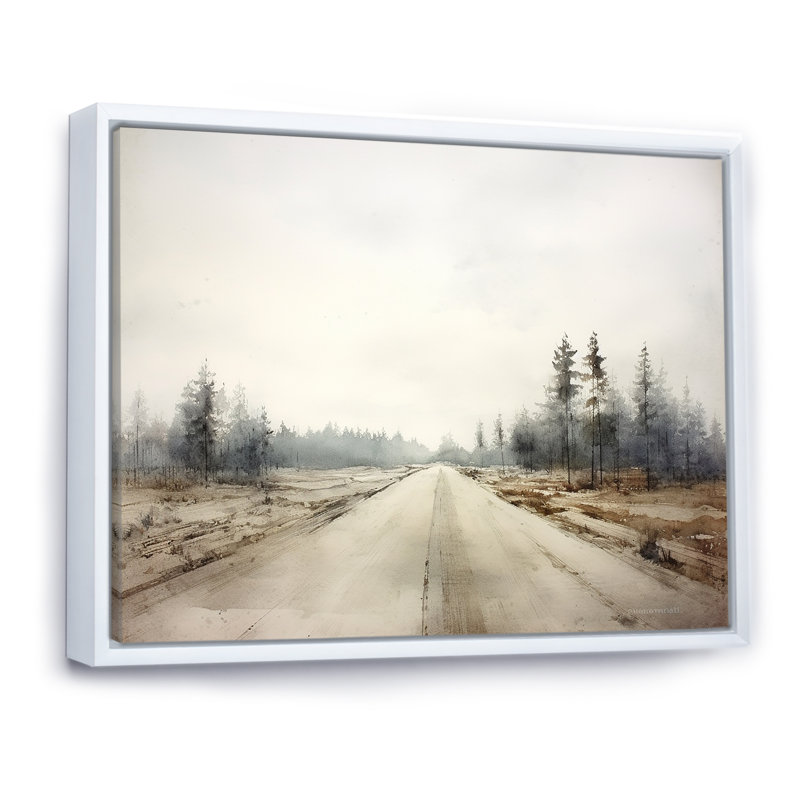 Moody Highway Road, paysage sur toile, Cadre flottant blanc, H 24 po x l 32 po x P 1 po