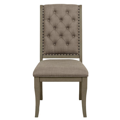 Side Chairs Of 2 - Traditional Classic Look, Gray Cashmere Fabric, Button- Back, Nailhead Trim For Dining Room Fabric Back And Captivating Area