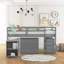 Lit mezzanine simple bas avec cabinet et bureau portatif à roulettes-430696449
