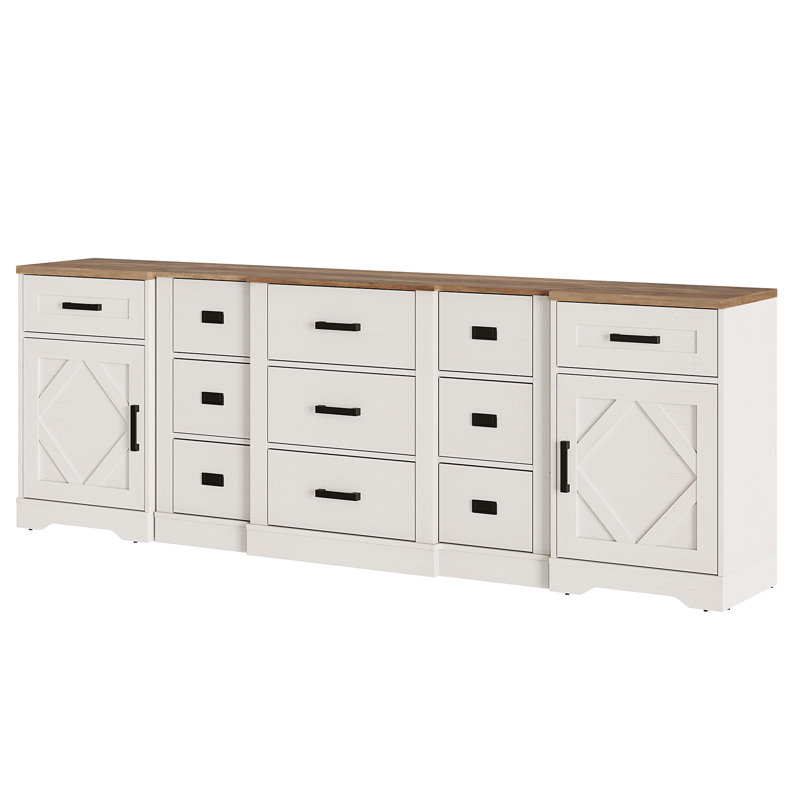 85 " W 11 - Drawer Dresser, White/Brown
