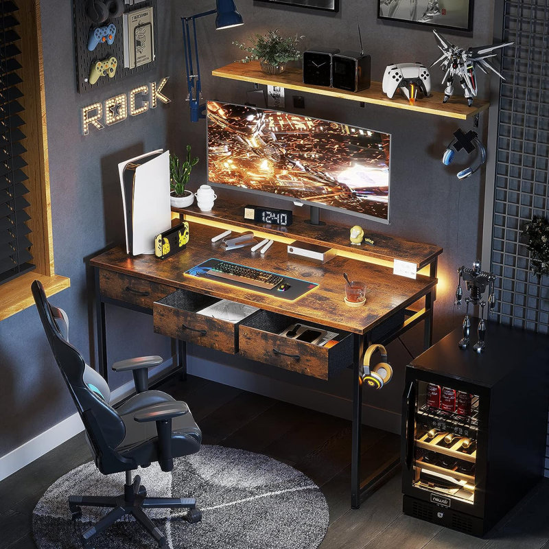Metal Base Computer Desk, 33" H x 47.2" W x 19.70" D