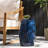 12.37" Square Dark Blue Iron Lace Cut Side Table, 17.27" High, For Patio And Garden Decor, No Assembly 12.37in X 17.27in, Fascinating,