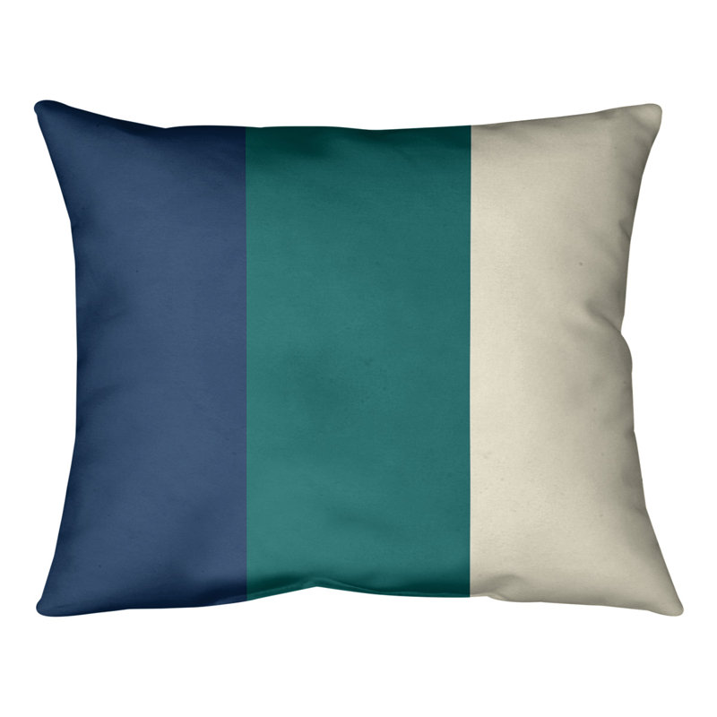 Reversible Throw Pillow, Navy Blue/Green/Cream, 14" x 20"