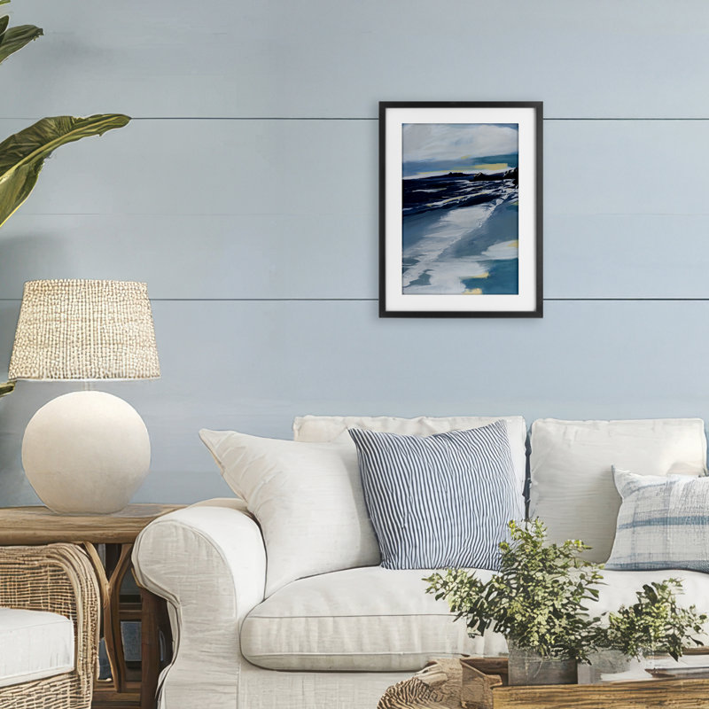 «Shoreline At Day Break», reproduction encadrée sous verre, conception de A. Fitzsimmons, H 20 po x l 14 po