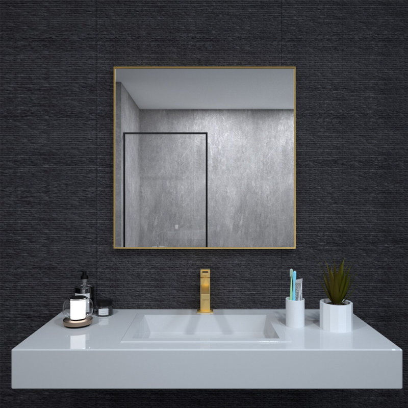 1.3" Thick Rectangle Metal Framed Bathroom Vanity Mirror, Decorative Mirror Wall Mirror with Tempered Glass, 30" x 30"