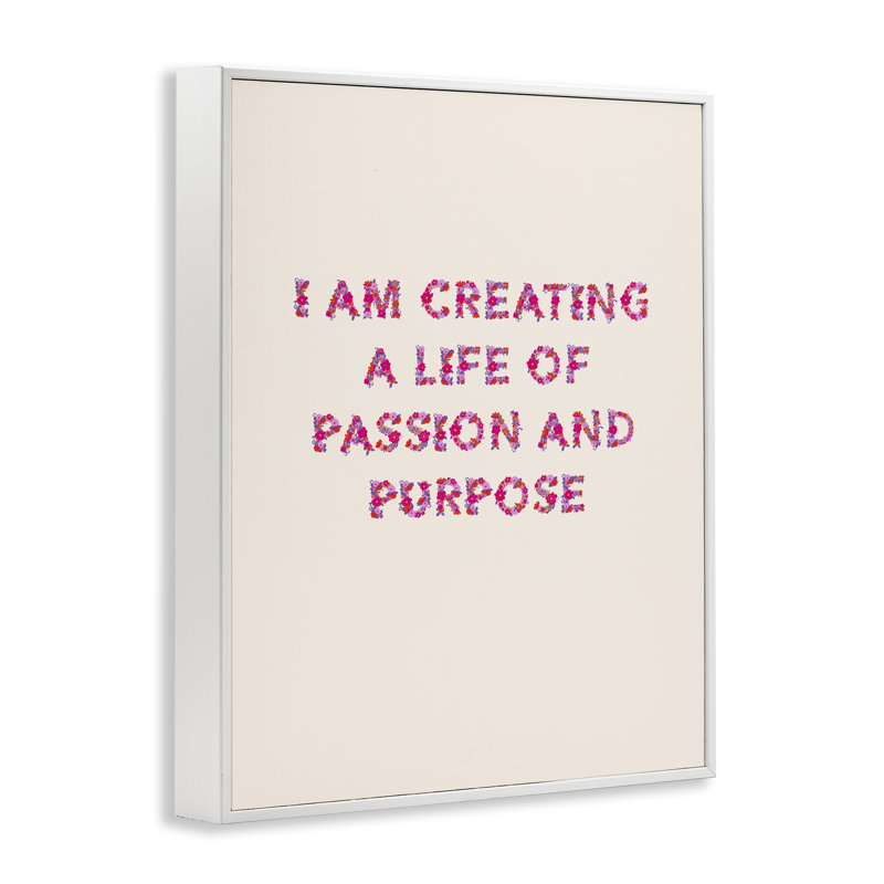«Life of Passion & Purpose Art», par Dina Riddle, H 30 po x l 24 po, Estampe numérique encadrée blanc bord de mer