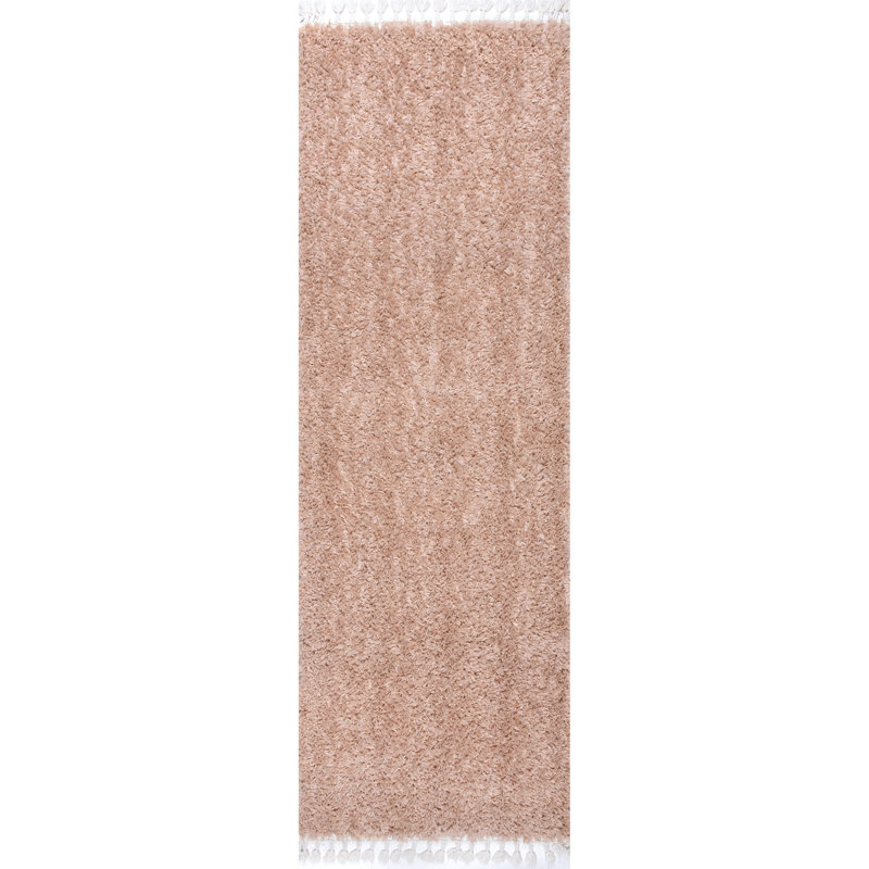 Laurel Performance Shag Tasseled Pink Rug, Runner 2' 6" x 12' 4"