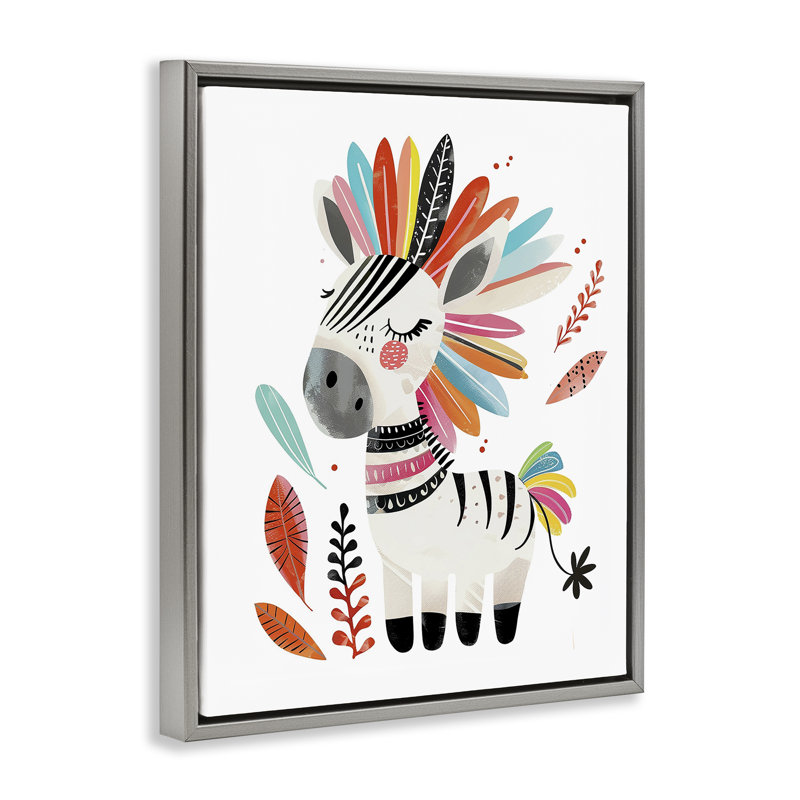  Art mural sur toile Rainbow Blooms Zebra Floater par LSR Design Studio, Cadre flottant gris lustré, H 31 po x l 25 po