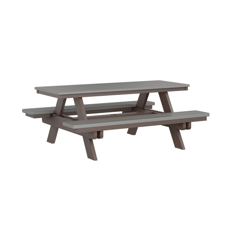 Table de pique-nique rectangulaire Berlin Gardens Ada, Light Gray Top/Chocolate Brown Base