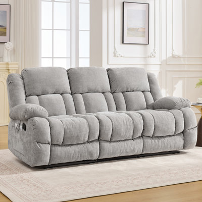 90'' Wide 3-seater Manual Reclining Sofa With Wide Tufted Back