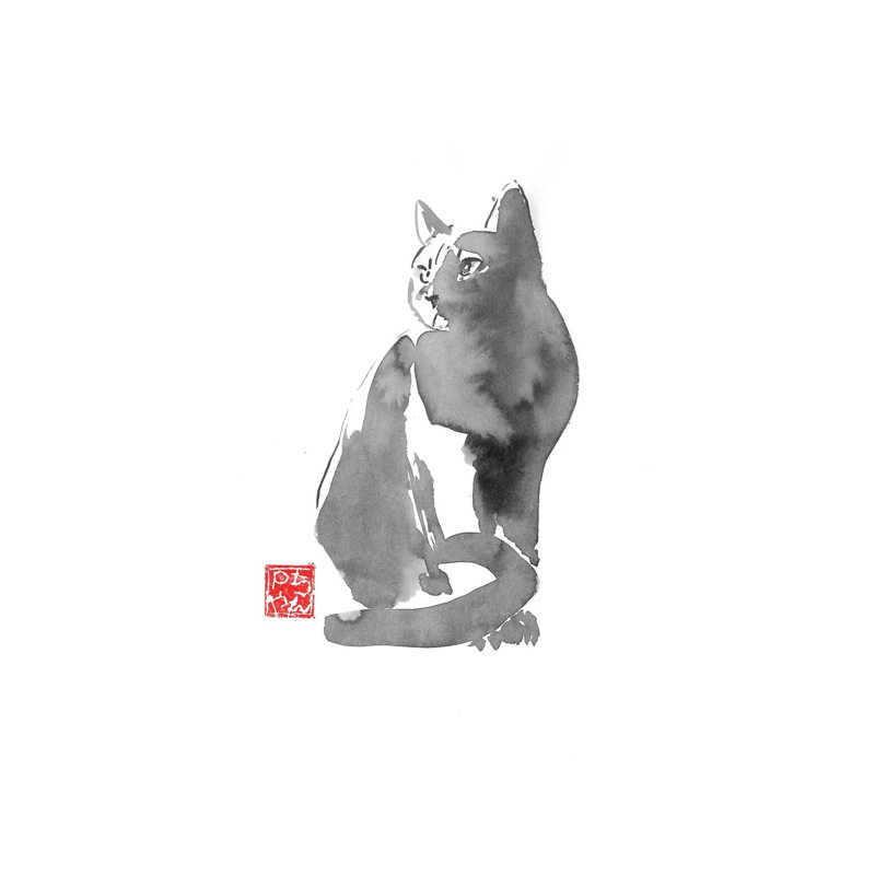 Grey Cat by Péchane - Painting on Canvas, Wrapped Canvas, 101.6 cm H x 66.04 cm W x 1.91 cm D