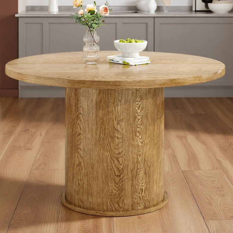 Table de salle à manger de 43 po pour 4 personnes, petite table de salle à manger avec plateau en bois et base en métal robuste, table de salle à manger ronde moderne pour salle à manger, assemblage facile