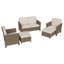 Ensemble de patio 5 pièces toutes saisons - canapé en osier 2 places, 2 fauteuils et 2 repose-pieds avec coussins-1426046442