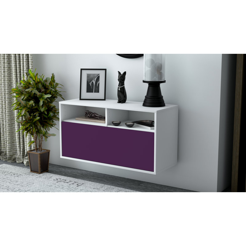 Loyne Unfinished Floating TV Stand, Purple