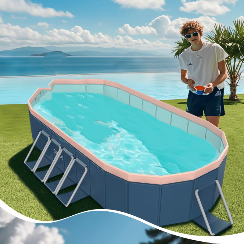 Piscine ovale en PVC, L 6 pi x l 4,52 pi x H 17,71 po