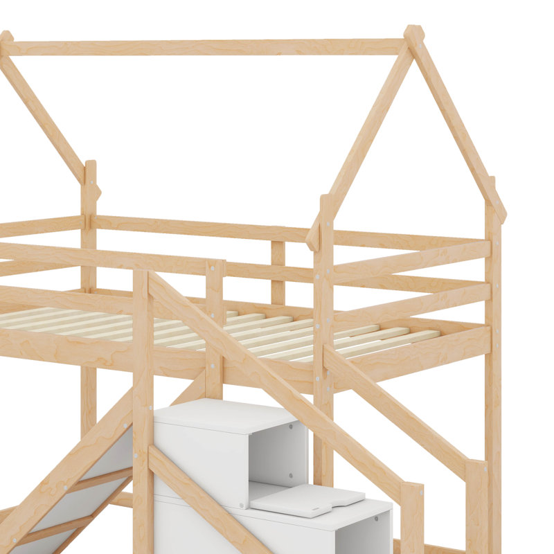 Twin Over Twin Loft Or Bunk Bed With Slide, Natural