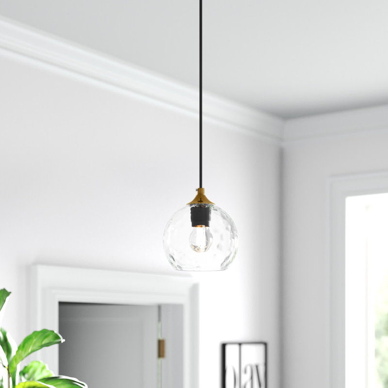 Luminaire suspendu sphère 1 lumière Douthit, Laiton, H 8,8 po x l 7,9 po x P 7,9 po