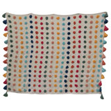 Soft Woven Cotton Throw with Tufted Dots and Tassels