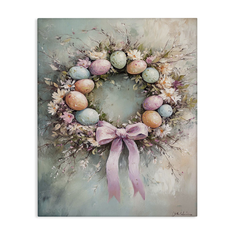 Art mural en forme de couronne de pâques, par Franklyn Gregory, H 16 po x l 20 po