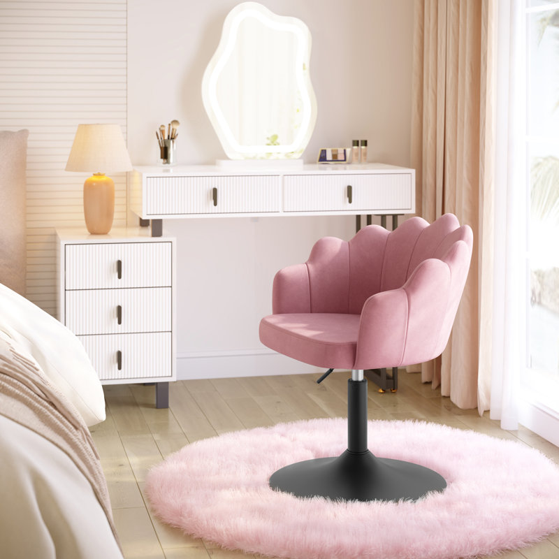 Metal Accent Stool, Pink, Velvet
