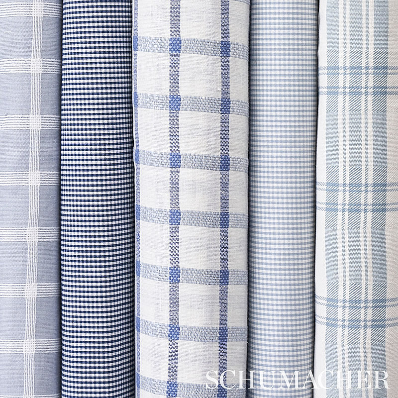 Pauline Check Casement Fabric, Chambray