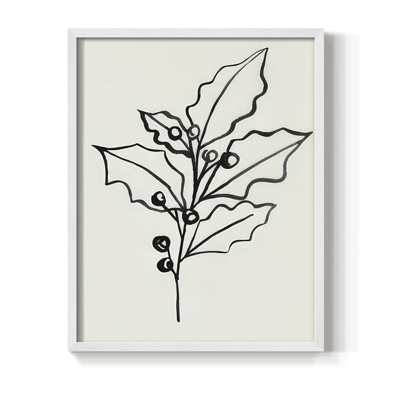 «Evergreen Ink II», reproduction encadrée - bois massif, H 11 po x l 9 po, Blanc